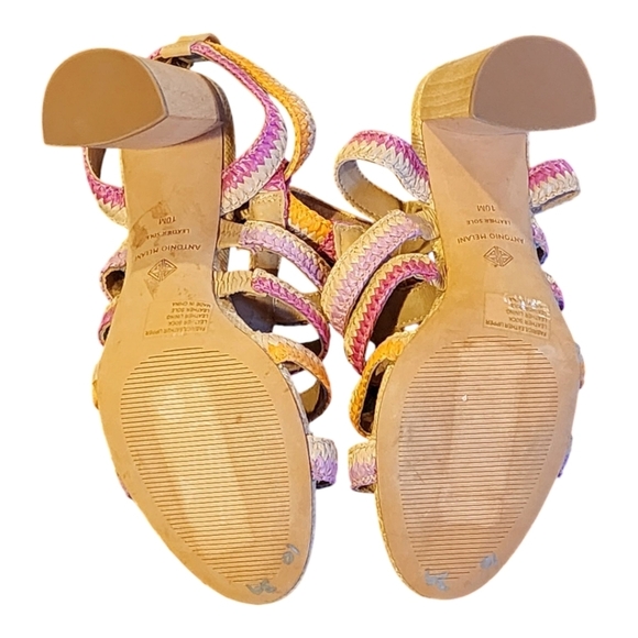 Antonio Melani Ombre Woven Raffia Strappy Sandals - Size 10M Boho Summer Shoes - Picture 9 of 10